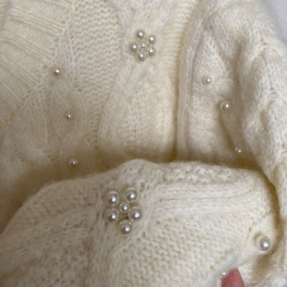 Zara Knit Pearl Cardigan in Cream/Ecru - Picture 5 of 6